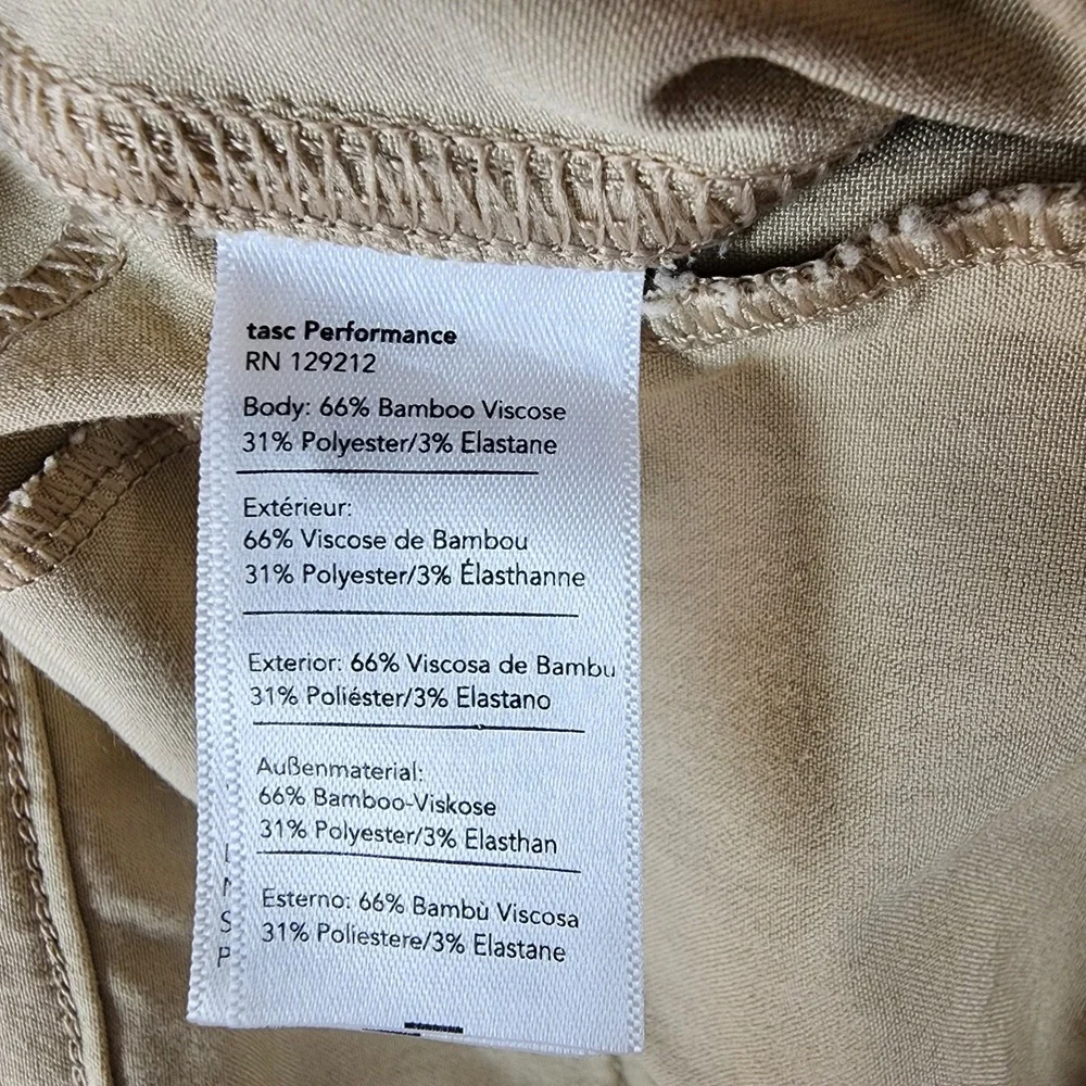 tasc Performance Shorts Mens 38 Tailored Khaki Bamboo Stretch Good